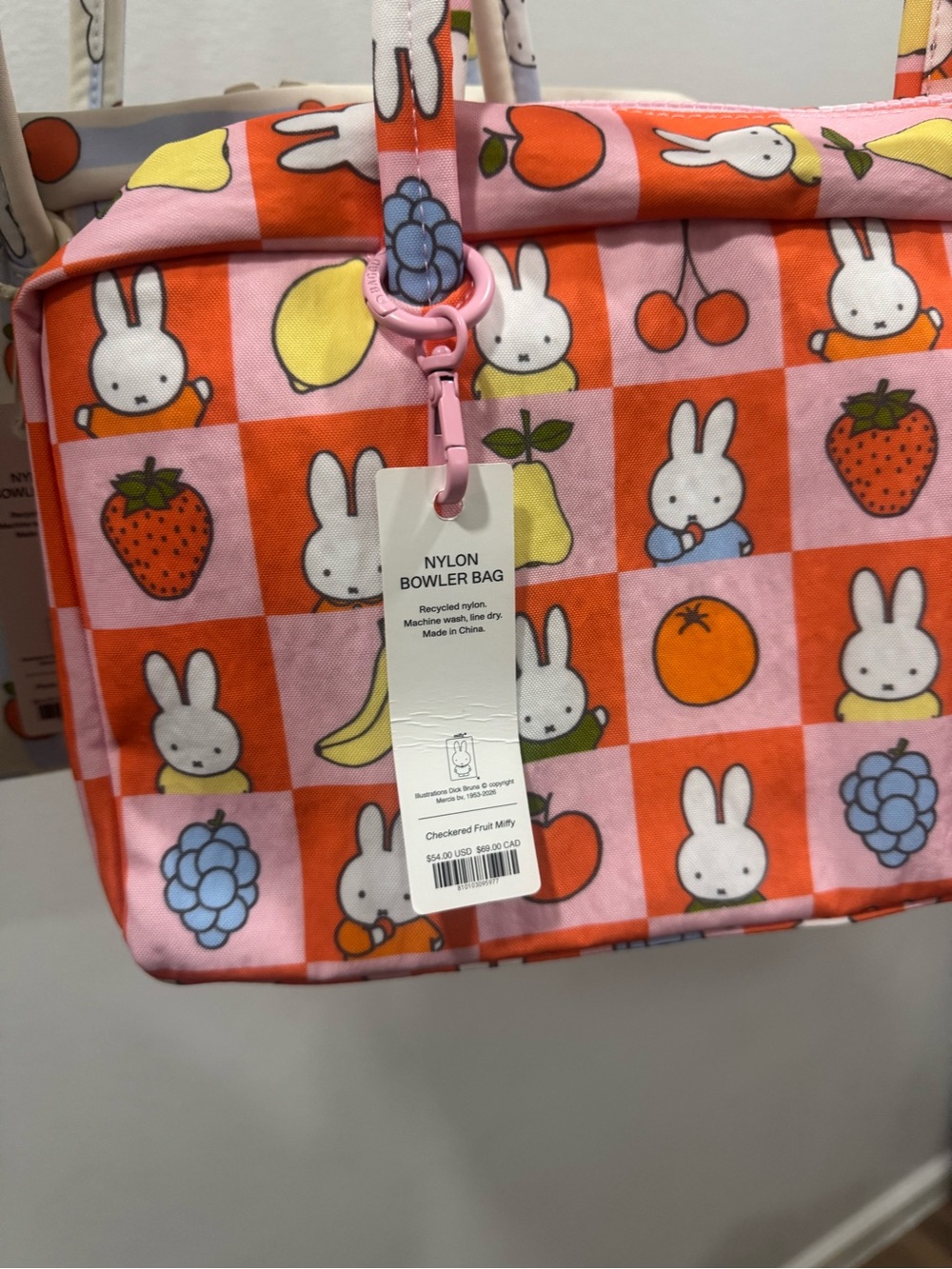 Miffy x UO Baggu Orange & White Nylon Bowler Bag - Fruit Print - Picture 4 of 5